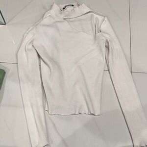 Zara Cream Ribbed Long Sleeve Top